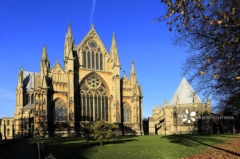 林肯郡林肯市林肯大教堂秋色图片素材