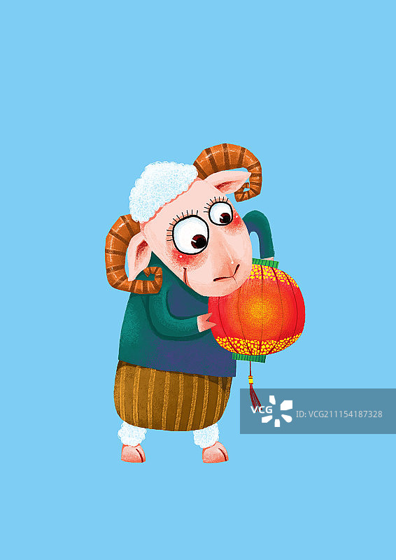 背景分离动物系列组图共3000多幅-小羊抱灯笼图片素材