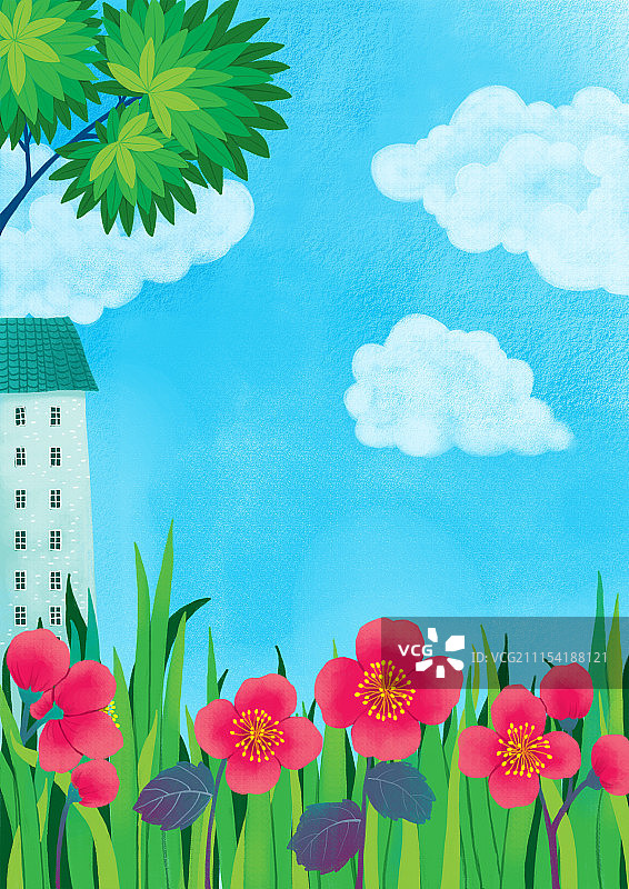 唯美背景元素组图共3000多幅-蓝天红花图片素材