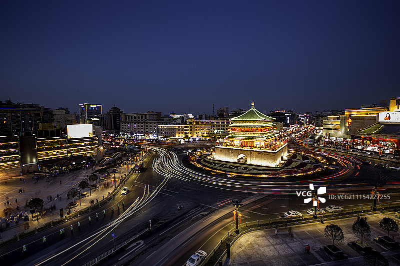 西安钟楼夜景图片素材
