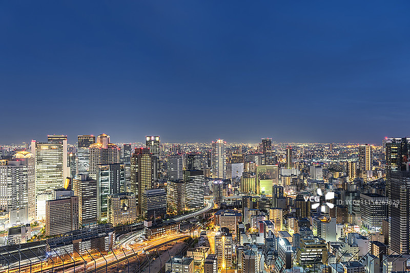 日本大阪城市夜景高视角图片素材