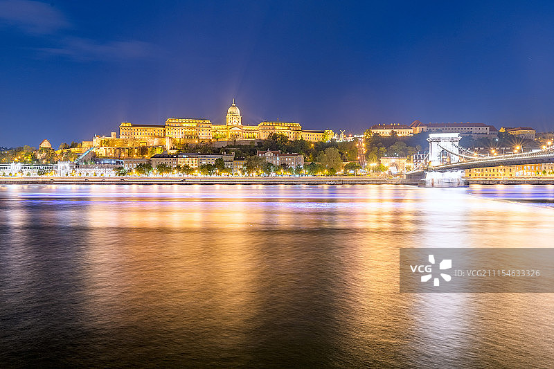 匈牙利布达佩斯多瑙河夜景图片素材