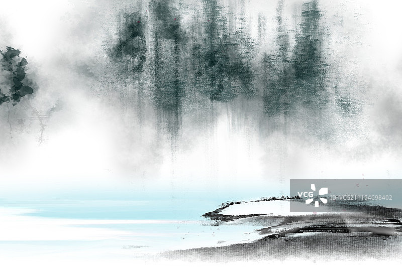 无人的湖边图片素材