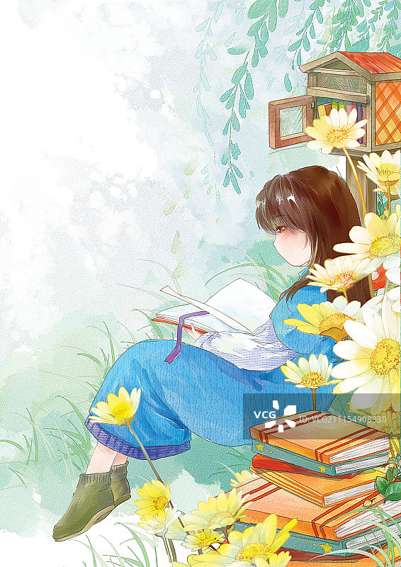 看书女孩图片素材