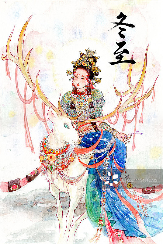 二十四节气美人图-冬至图片素材