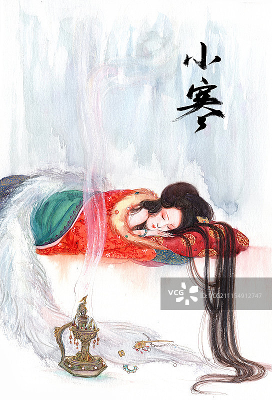 二十四节气美人图-小寒图片素材