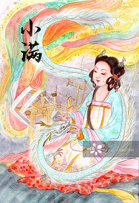 二十四节气美人图-小满图片素材