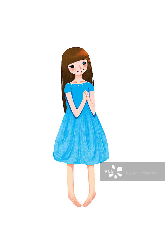 背景分离人物系列组图共3000多幅-穿着蓝裙子的女孩图片素材