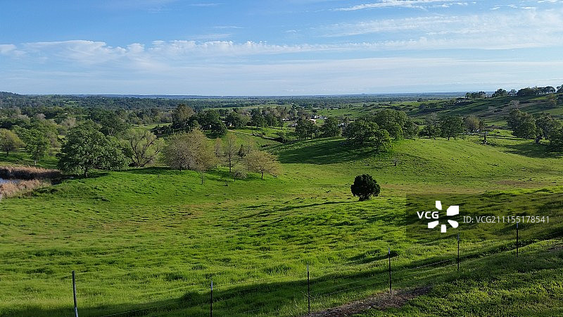 春季田野的丘陵景观图片素材