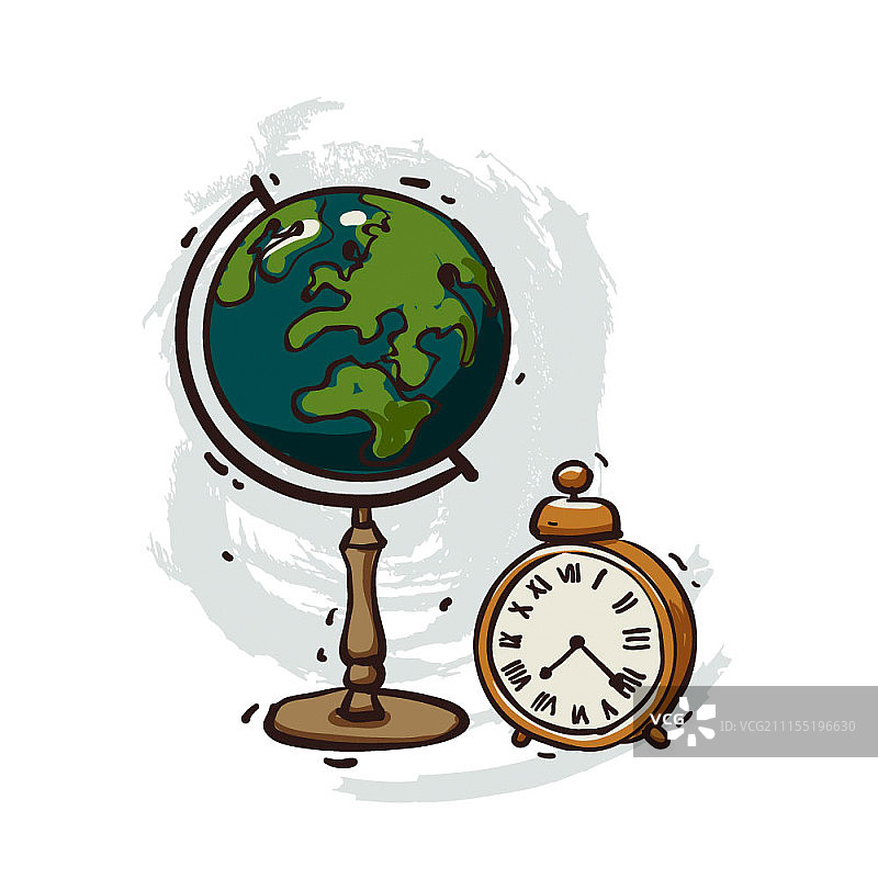 地球仪和时钟图片素材