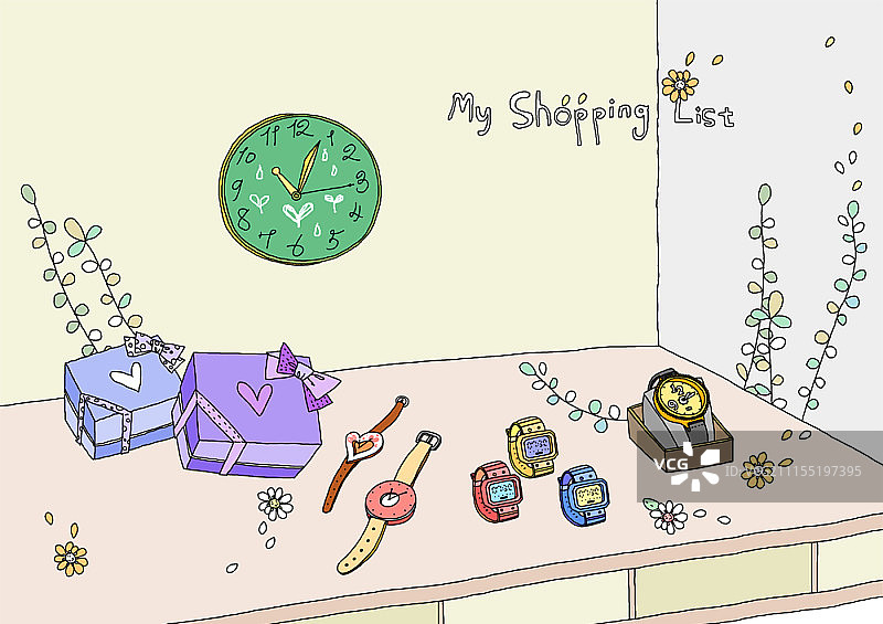 购物清单插画图片素材
