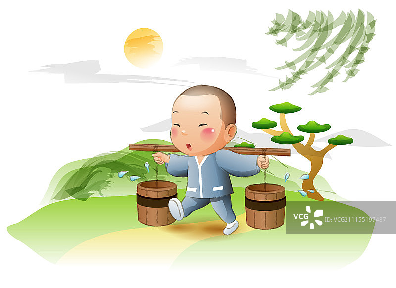 小沙弥矢量插画图片素材