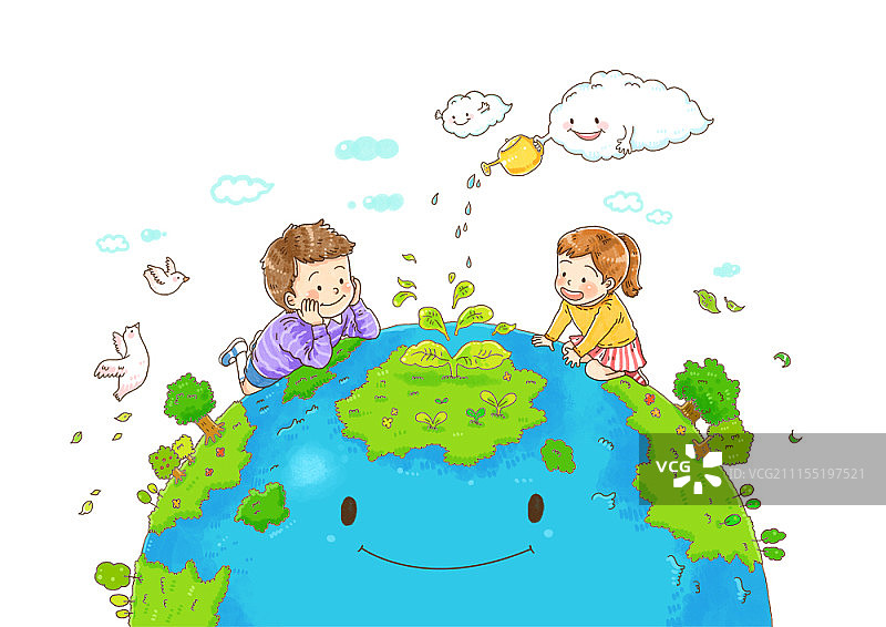 世界地球日概念插画图片素材