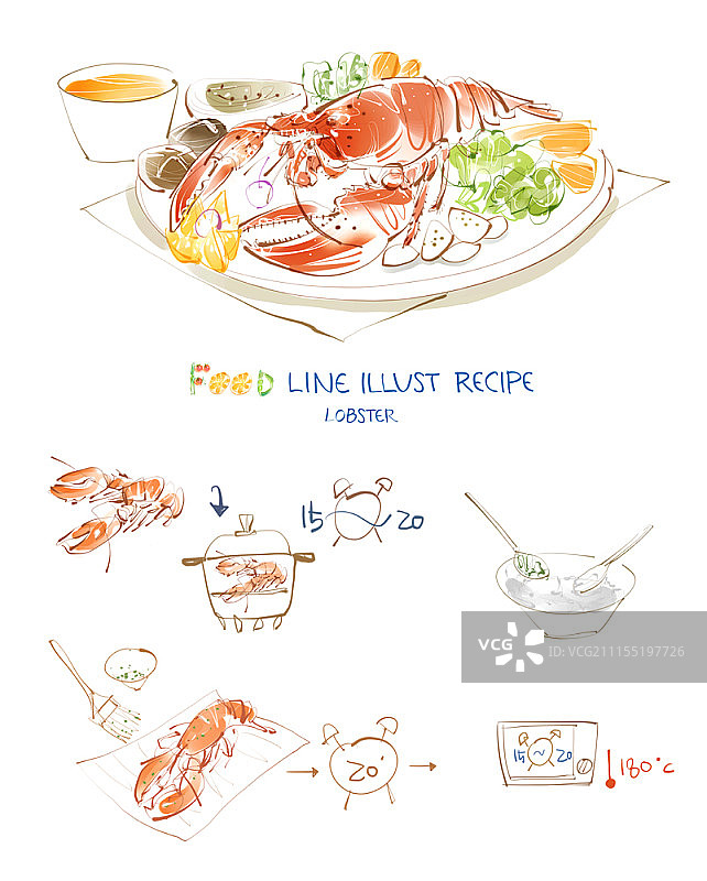 手绘食谱合集图片素材