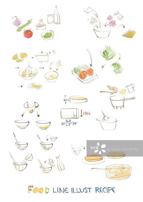 手绘烹饪过程插画图片素材