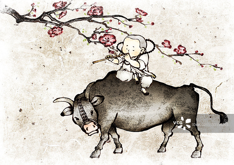 年轻僧侣佛教概念插画图片素材