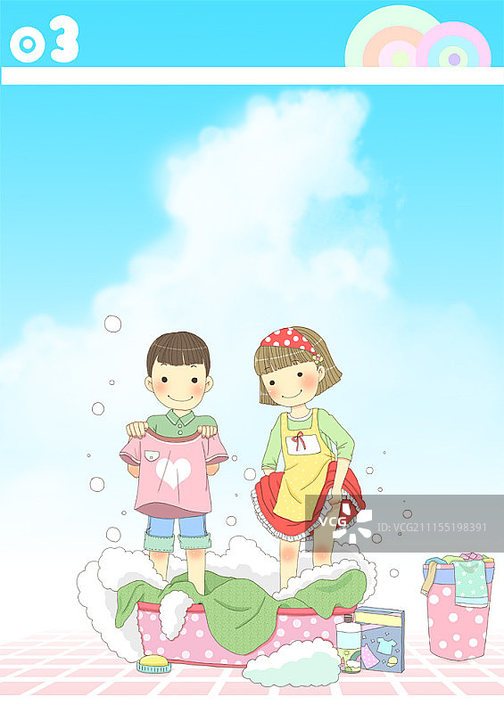 一对夫妇在户外洗衣服图片素材