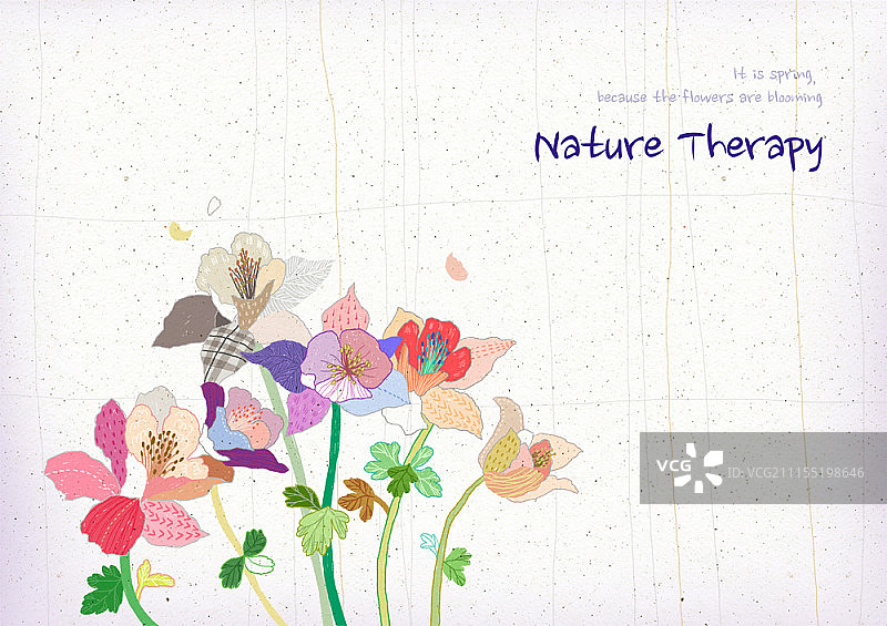 彩色花卉插画图片素材