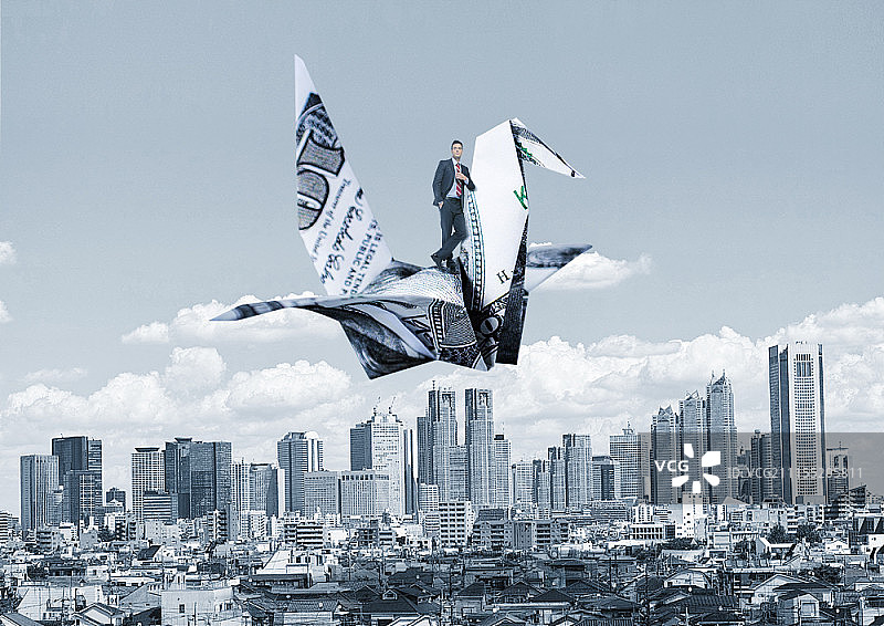 以城市为背景的商人数字合成图像图片素材