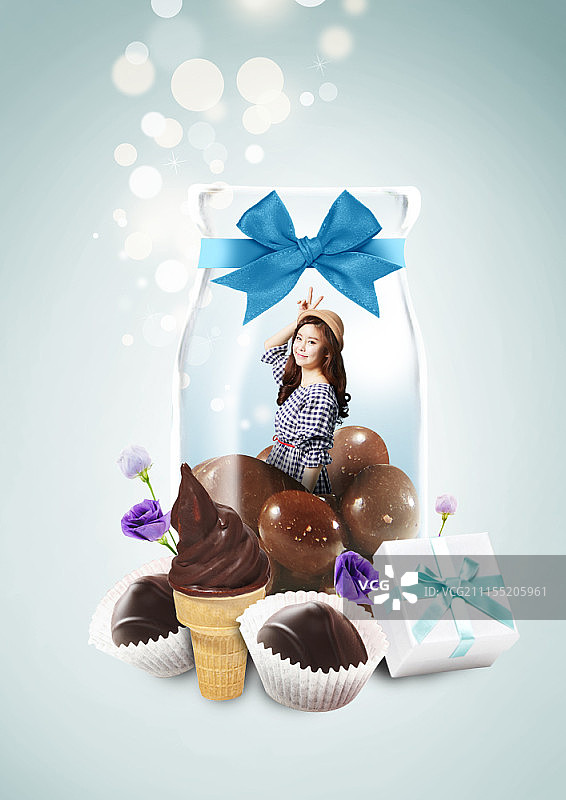 拿着糖果的女性数字合成图像图片素材