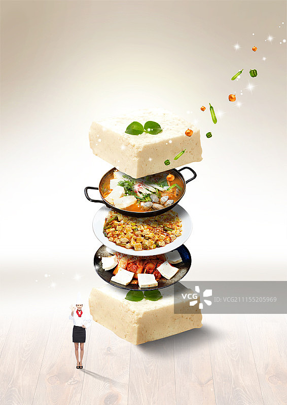 盘中美食数字合成图像图片素材