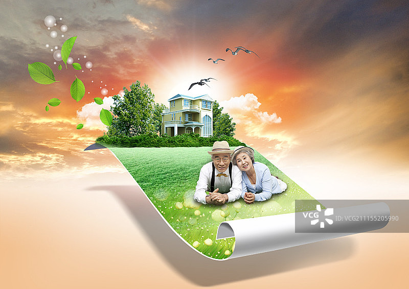 老年生活概念数字合成图像图片素材