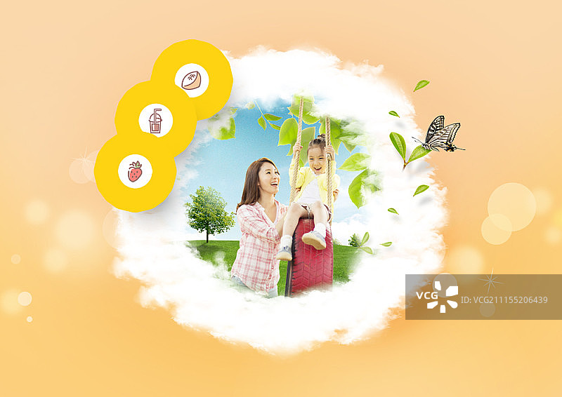 幸福家庭的数字合成图像图片素材