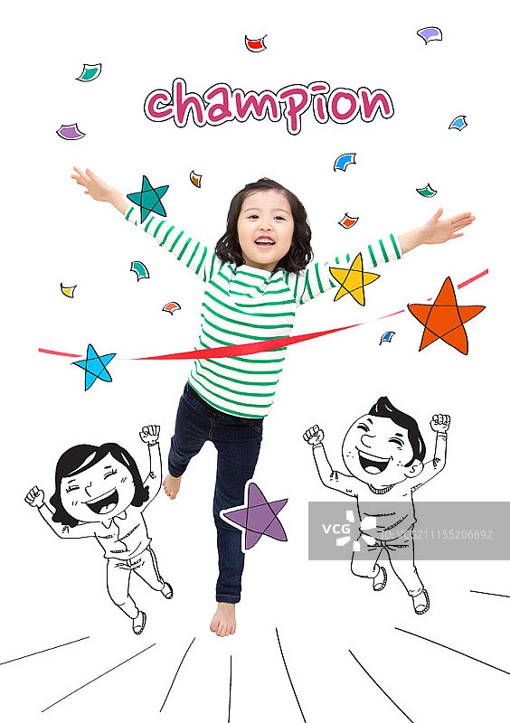 冠军女孩合成图图片素材