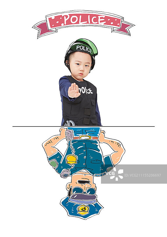 儿童警察合成图像图片素材