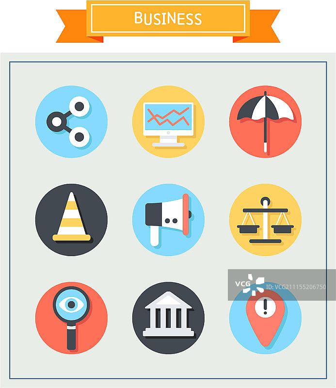 商务概念圆形图标合集图片素材