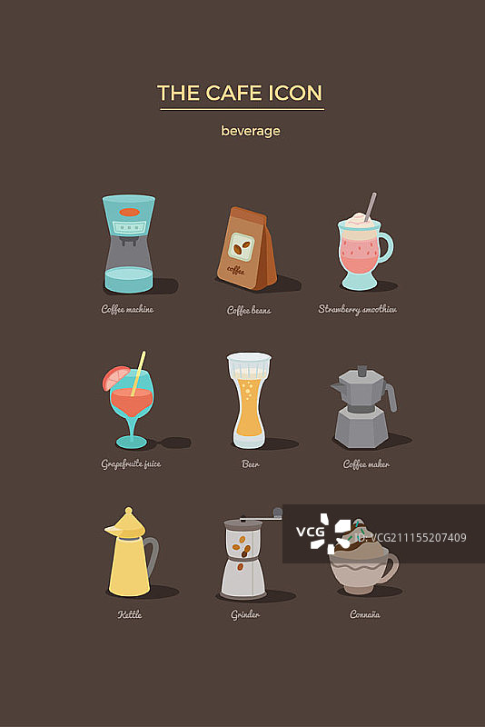 咖啡厅概念图标集图片素材