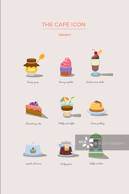 咖啡厅概念图标集图片素材