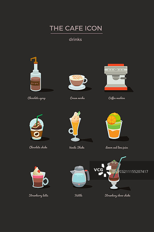 咖啡厅概念图标集图片素材