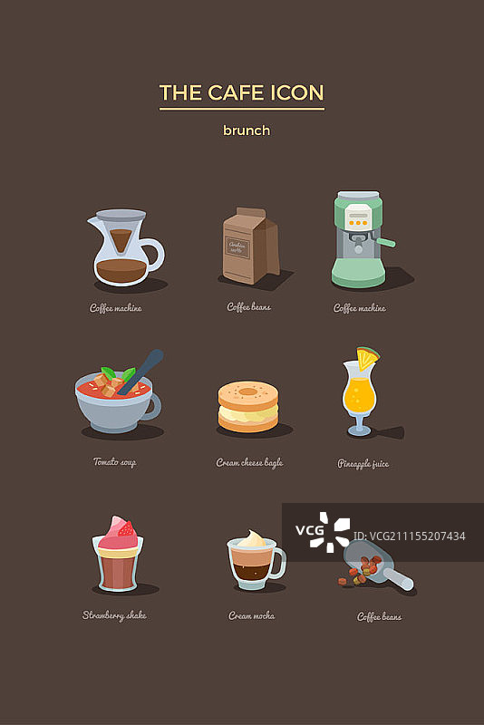 咖啡厅概念图标集图片素材