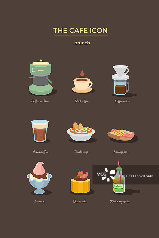 咖啡厅概念图标集图片素材