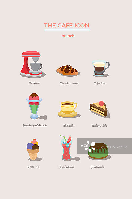 咖啡厅概念图标集图片素材