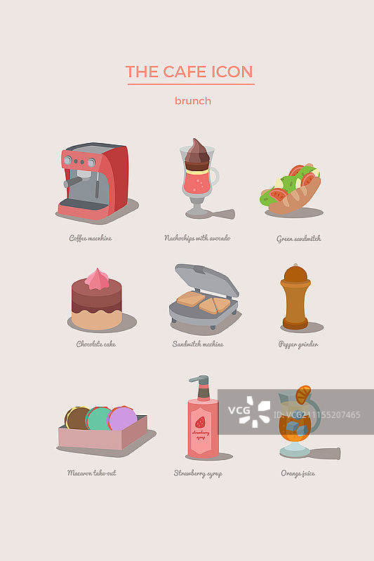 咖啡厅概念图标集图片素材