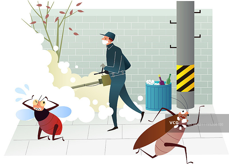 虫害防治矢量插画图片素材
