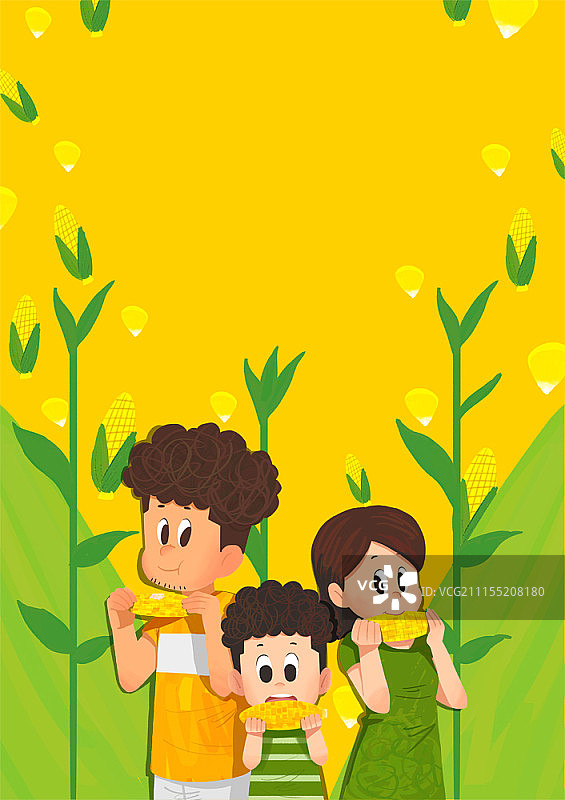 享受暑假的家庭插画图片素材
