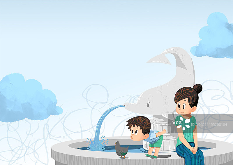 享受暑假的家庭插画图片素材