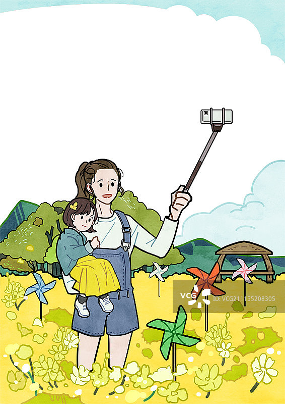 户外家庭活动插画图片素材