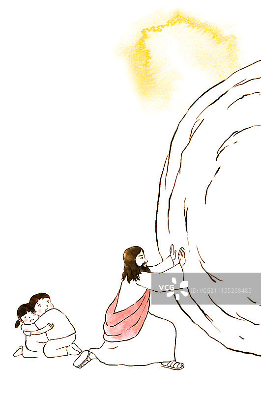 卡通风格耶稣基督与基督教概念插画图片素材