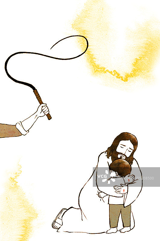 卡通风格耶稣基督与基督教概念插画图片素材