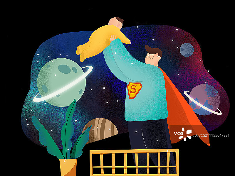 爸爸是超人-黑底图片素材