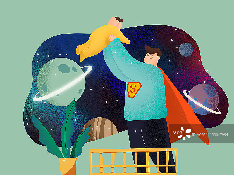 爸爸是超人-绿底图片素材