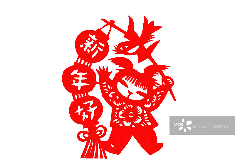 剪纸：新年好图片素材
