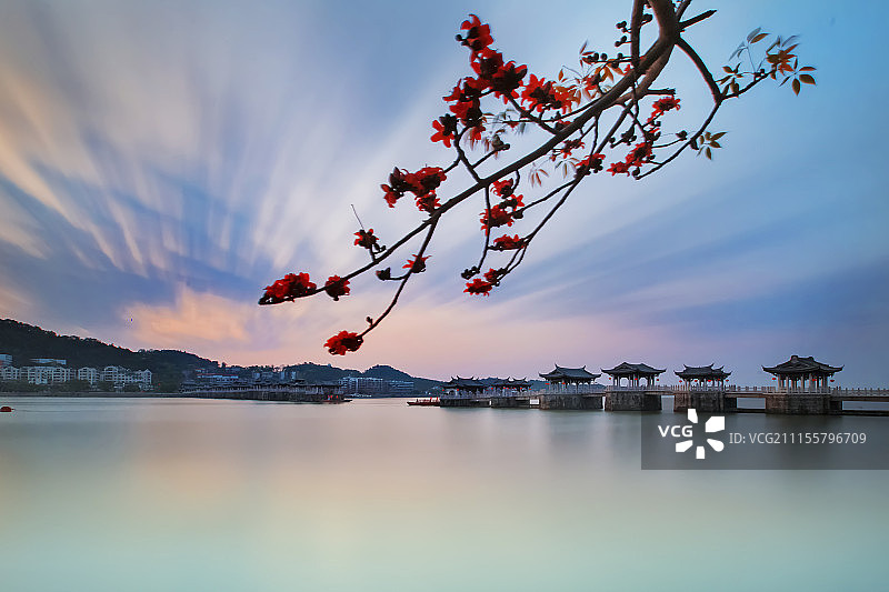 广济桥日出图片素材