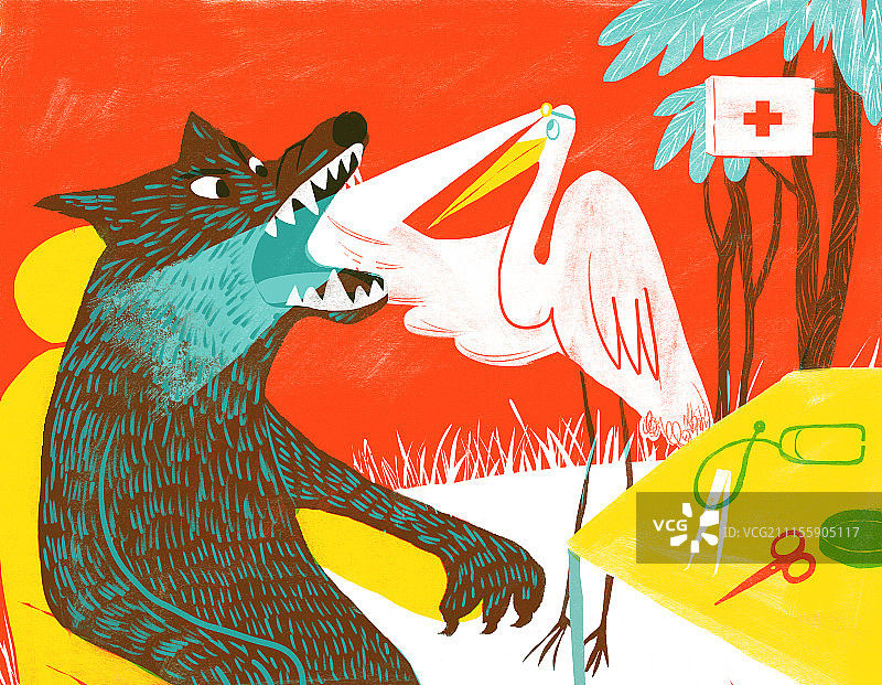 就诊的狼与医生鹭鸶图片素材