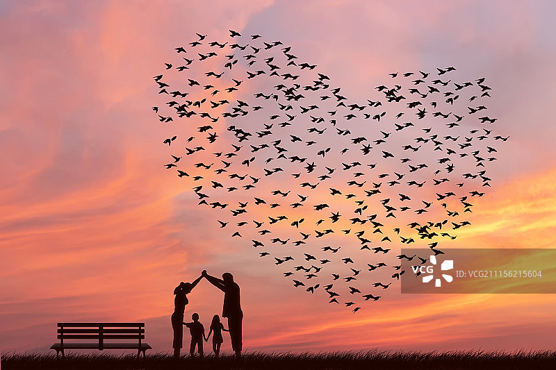 创意心形家庭亲子图图片素材