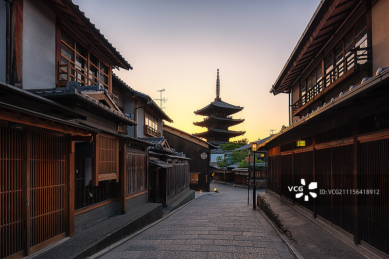 日本京都八坂塔日落高清图图片素材